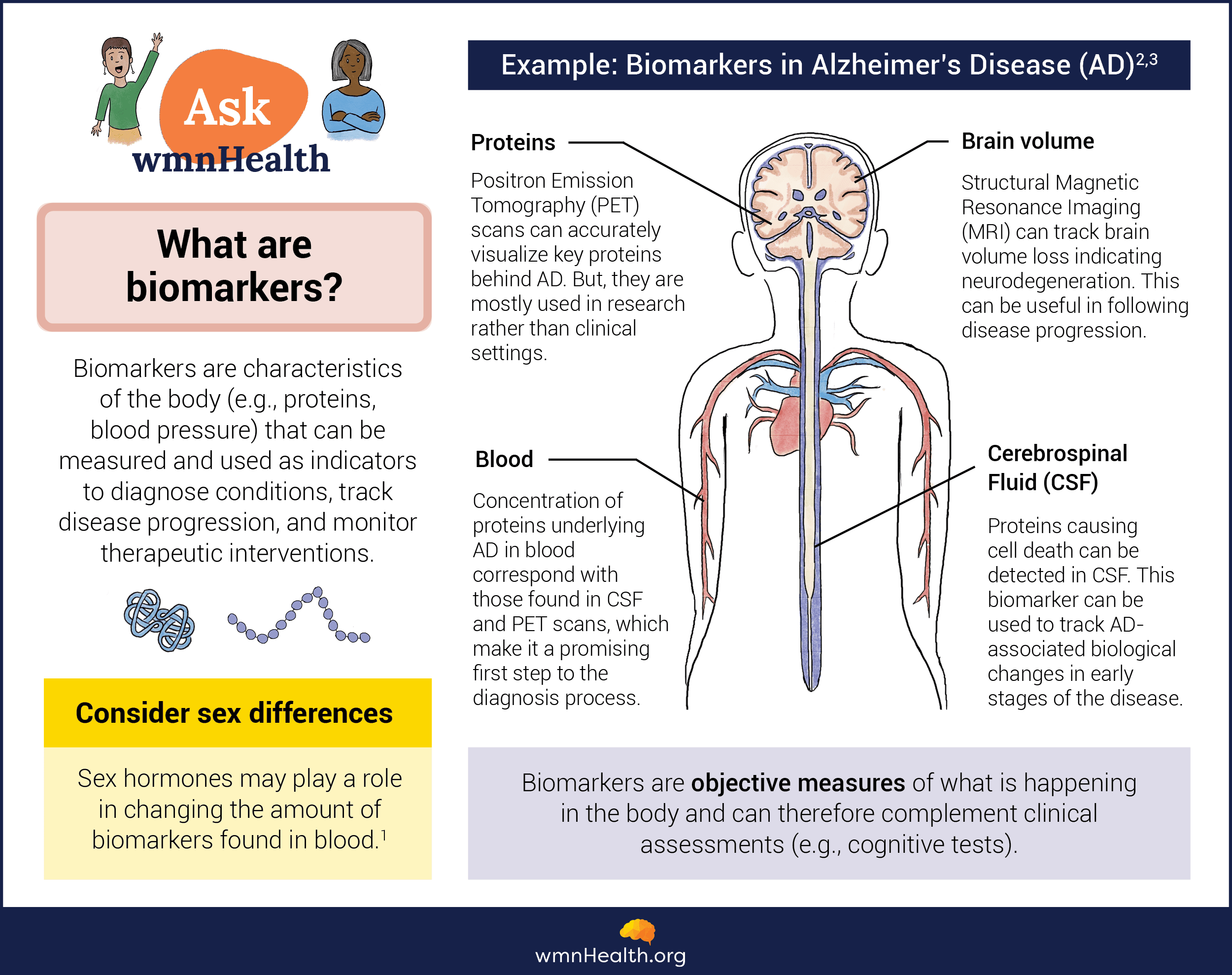Infographic explaining what biomarkers are and how they are used in Alzheimer's