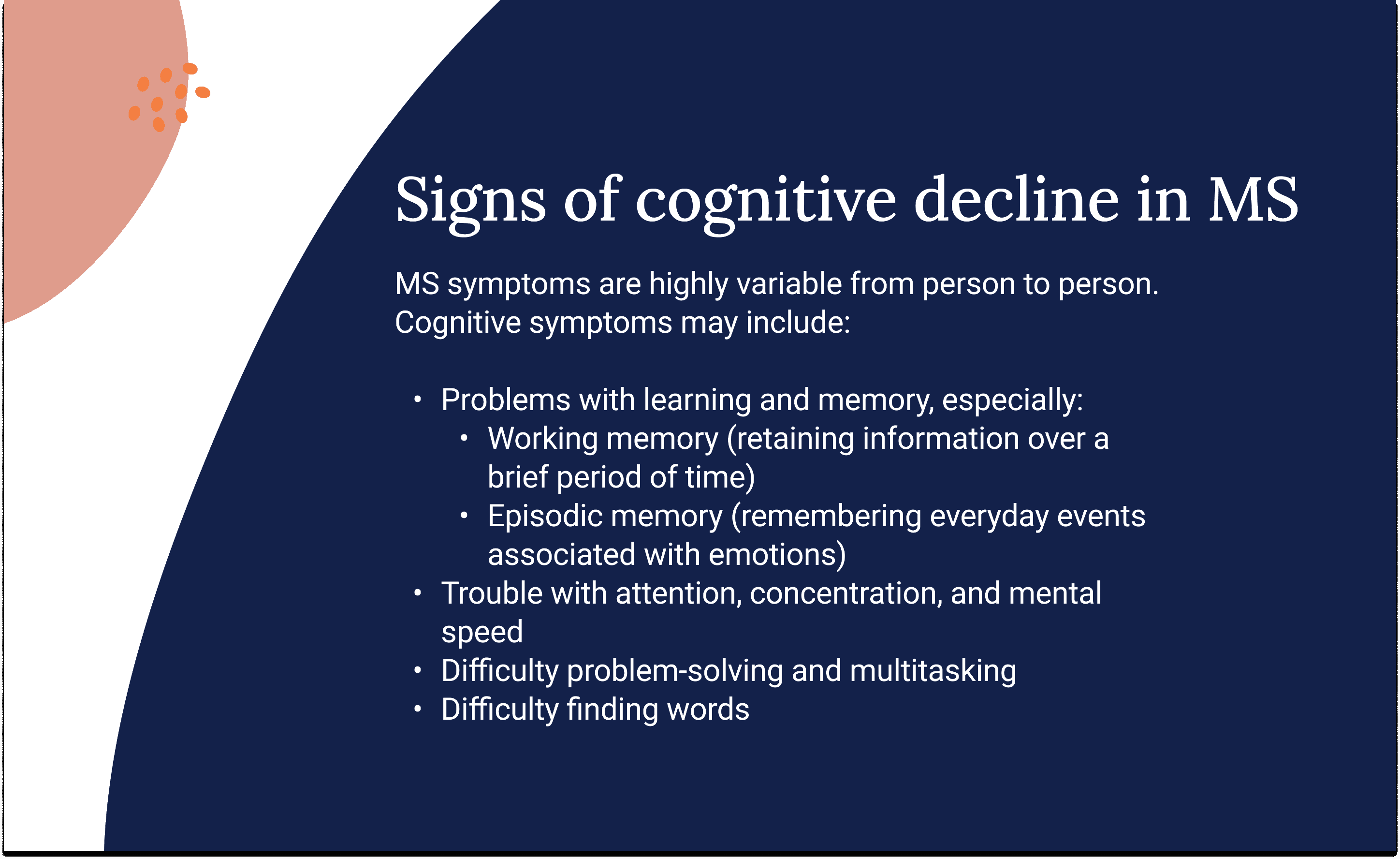 Cognitive symptoms of MS